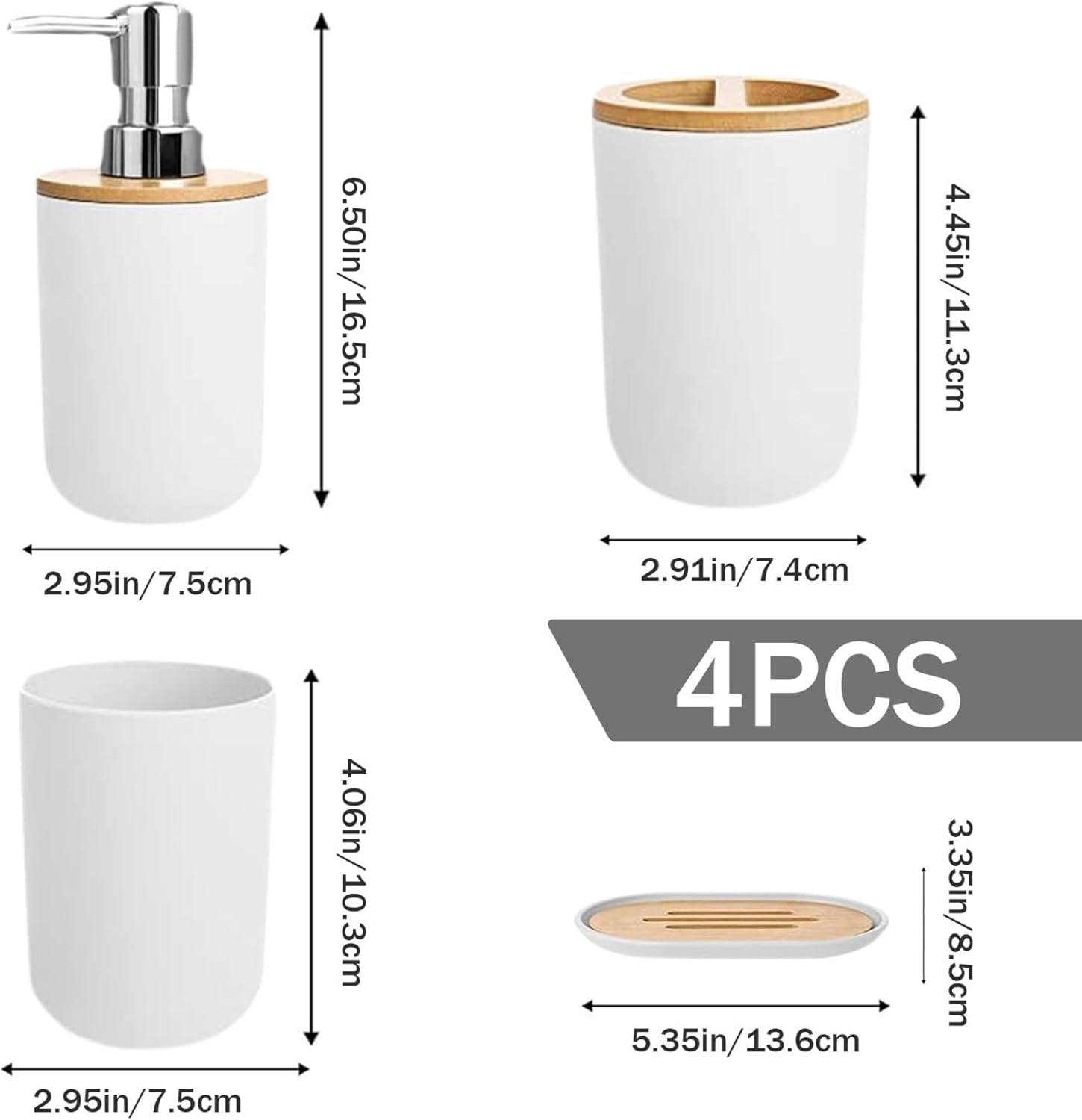Cunlvyyds 4PCS Bathroom Accessory Set