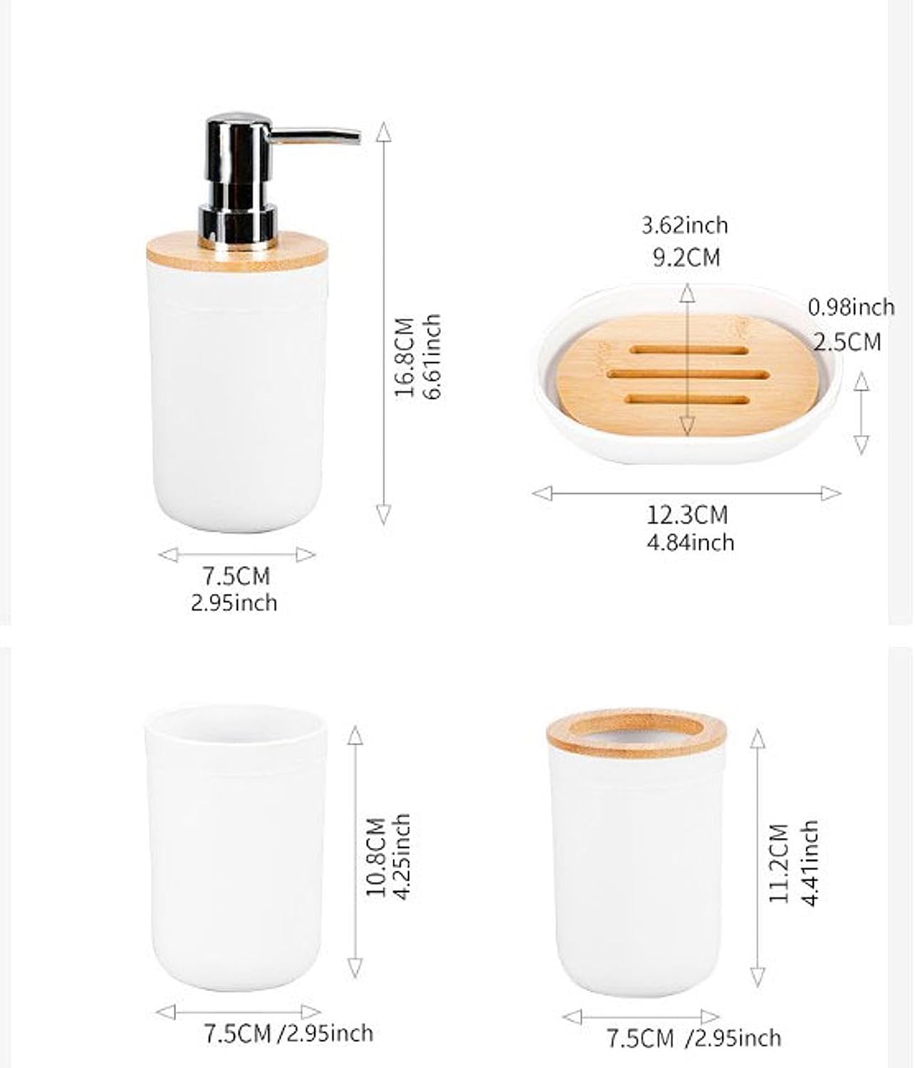 Ioensy 4X Bathroom Accessories Set White 1