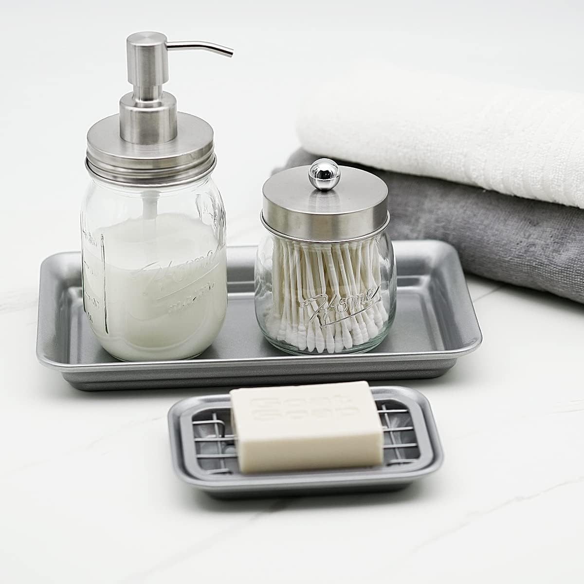 SheeChung Silver Metal Soap Dish Tray with Drainage Grid