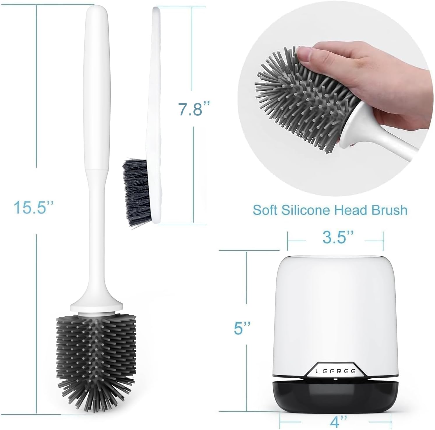 Lefree Toilet Brush Set with Ventilated Holder and Wall Mount Option