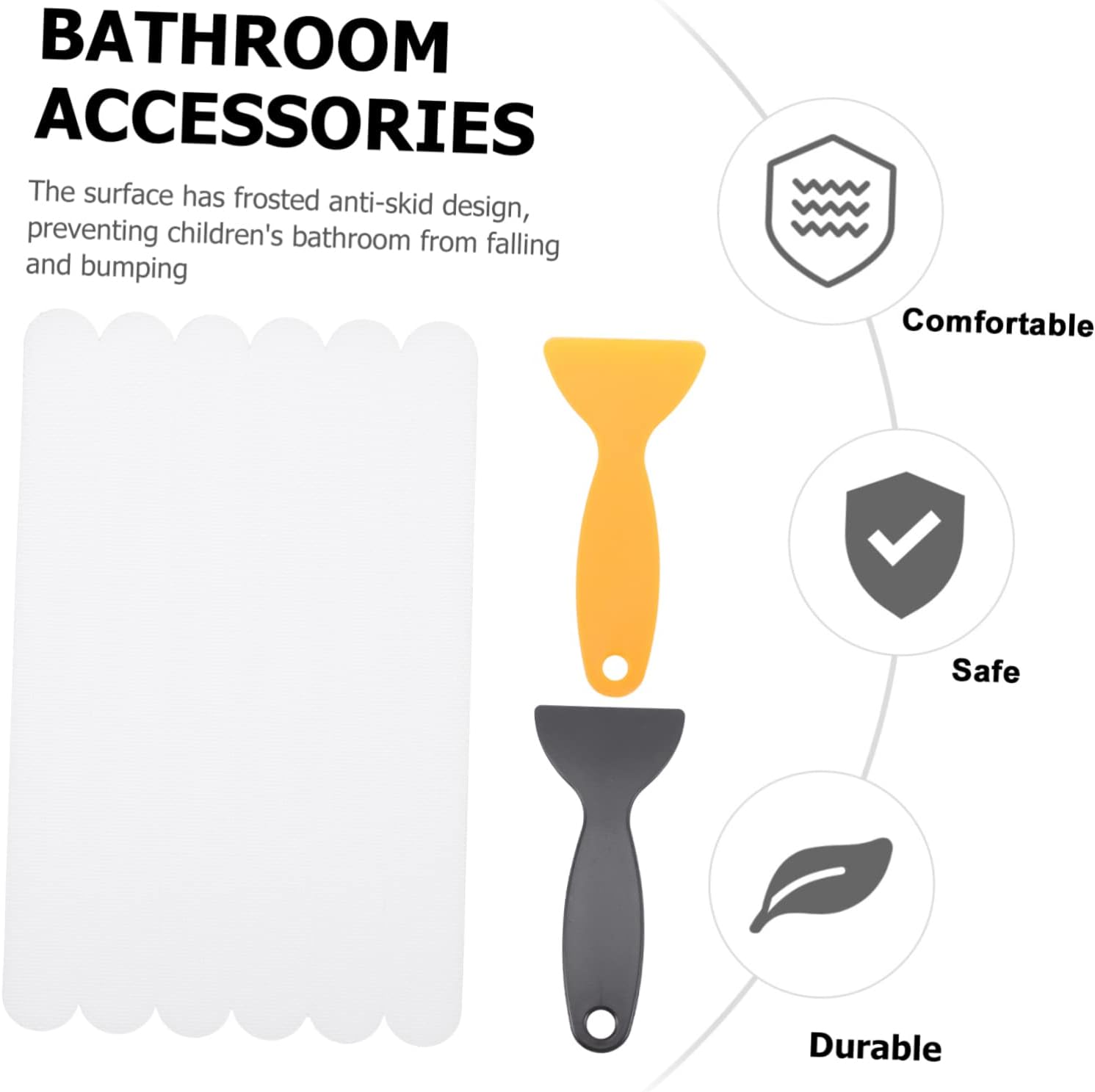Non-Slip Bathtub Stickers with Scrapers 6pcs