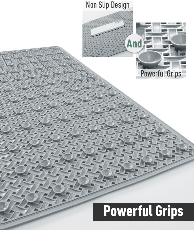 tchdio Non-Slip Bathtub Mat with Suction Cups and Drain Holes 1