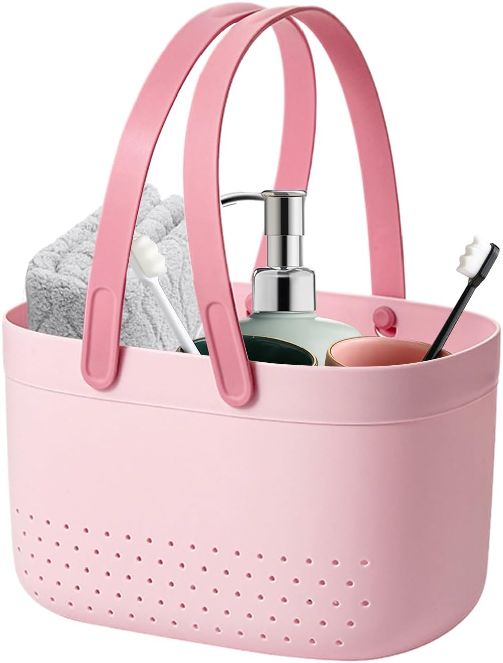 Multi-Scene Plastic Storage Basket with TPR Handle and Ventilated Design