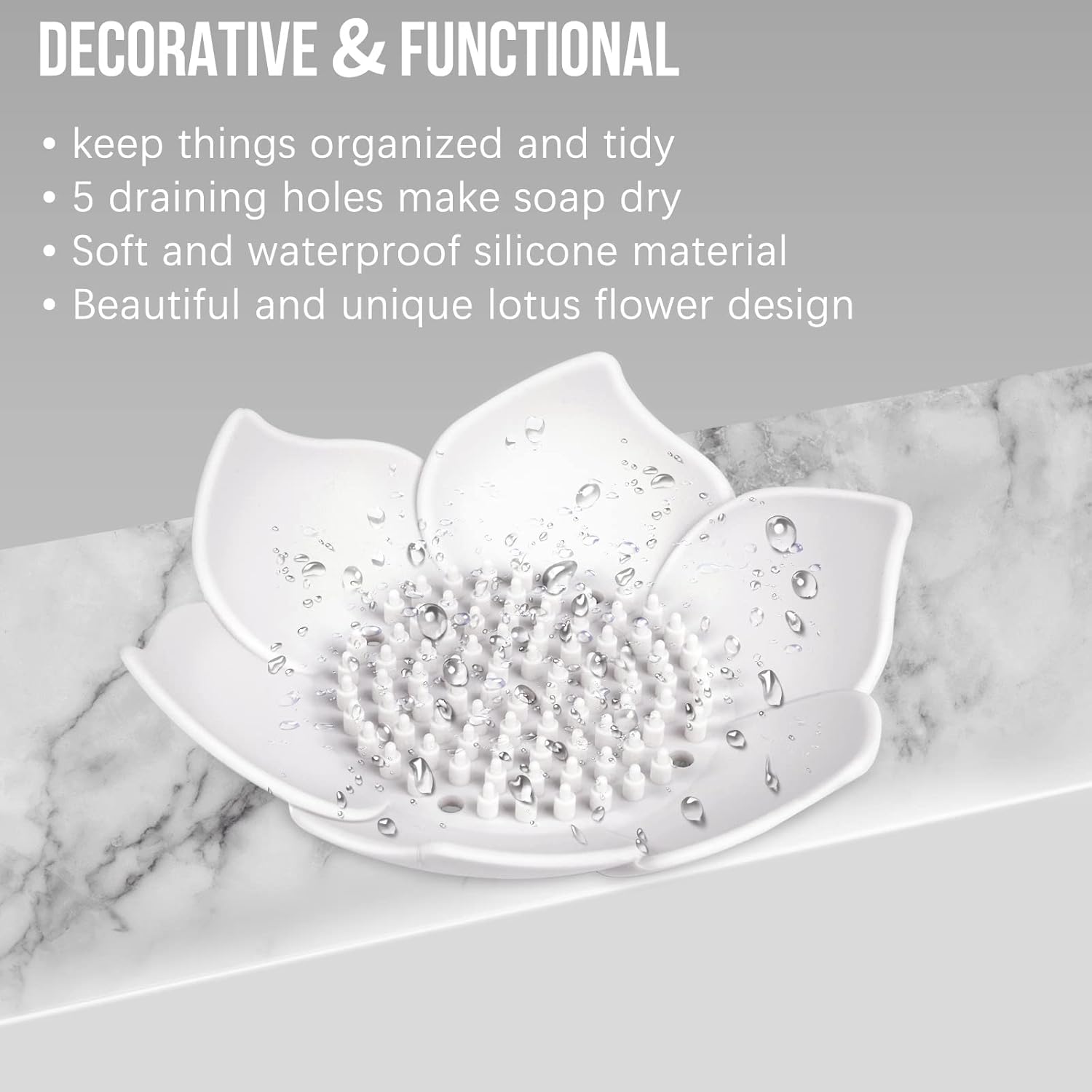 WhistenFla 2 Pack Lotus Flower Shape Silicone Soap Dish