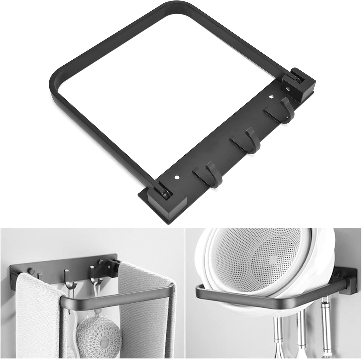 Topyond Foldable Shower Caddy Shelf with Hooks
