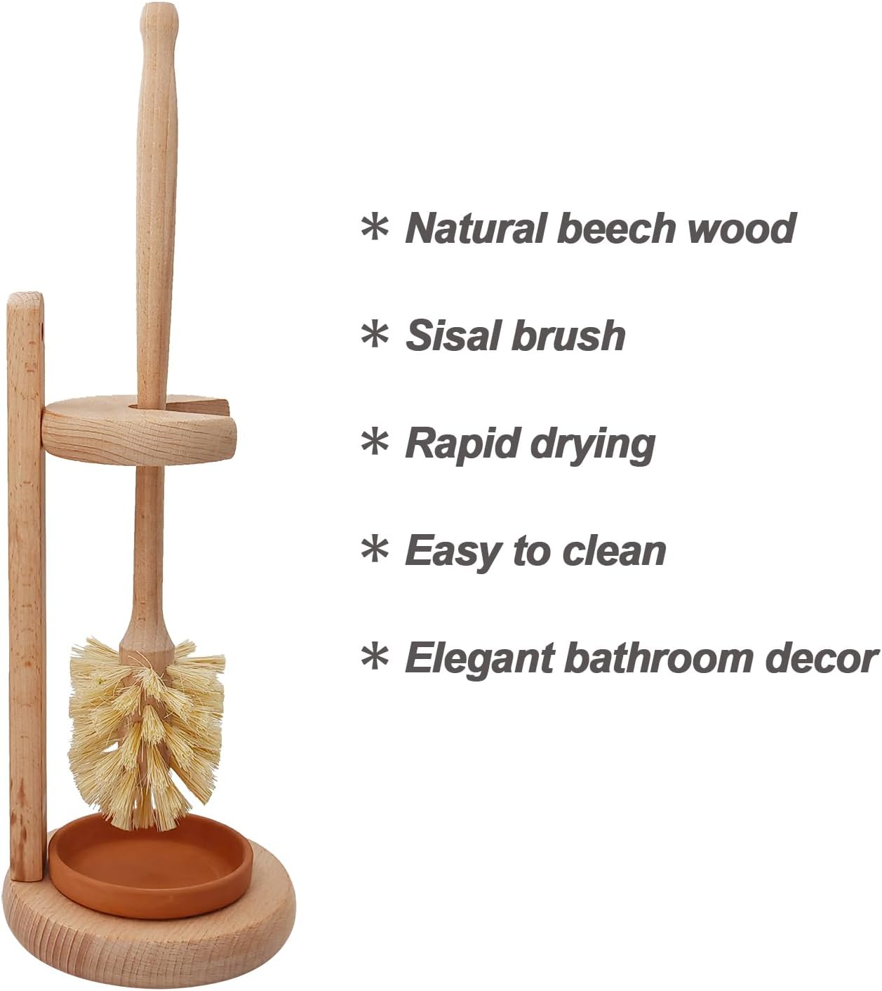 CRAKTH Beechwood Toilet Brush with Sisal Bristles and Holder