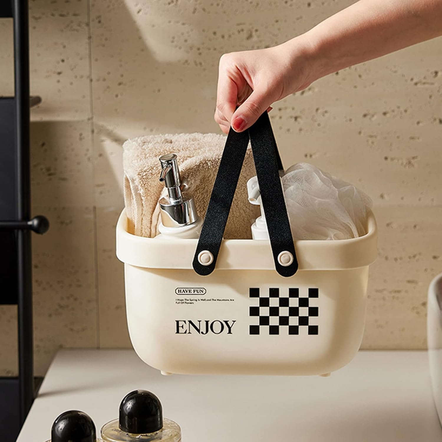 ASYWISH Home Shower Organizer Tote Basket with Handle