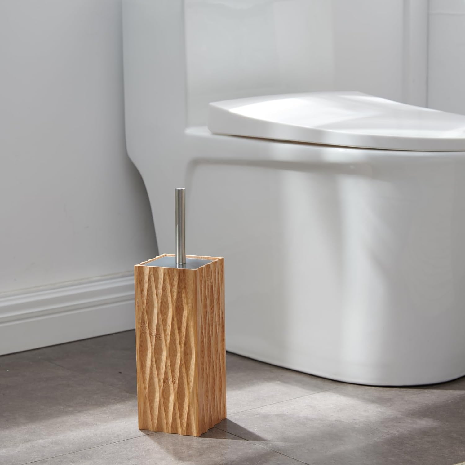 GOBAM Bamboo Toilet Brush with Holder for All Toilets