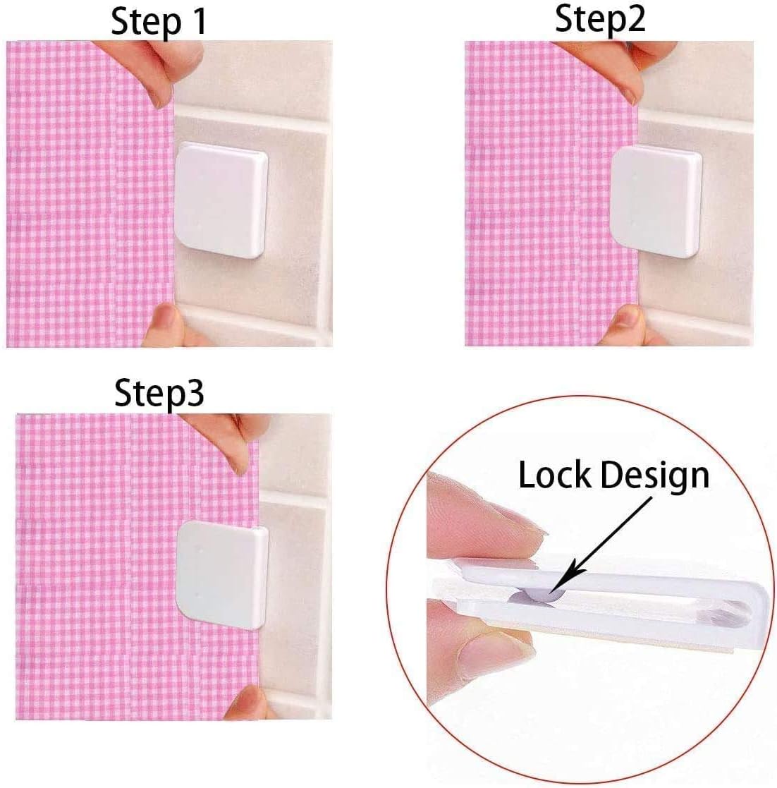 2 Pack Self-Adhesive Shower Curtain Clips for Bath
