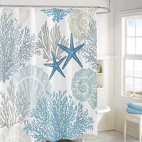 Gibelle Blue Nautical Shower Curtain 72x78 with Hooks