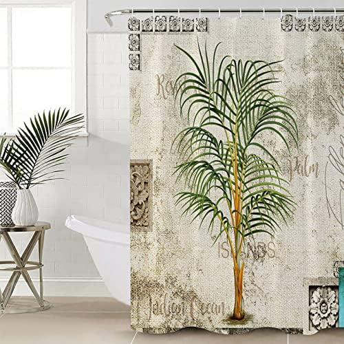 ZOE GARDEN Retro Palm Tree Shower Curtain Set
