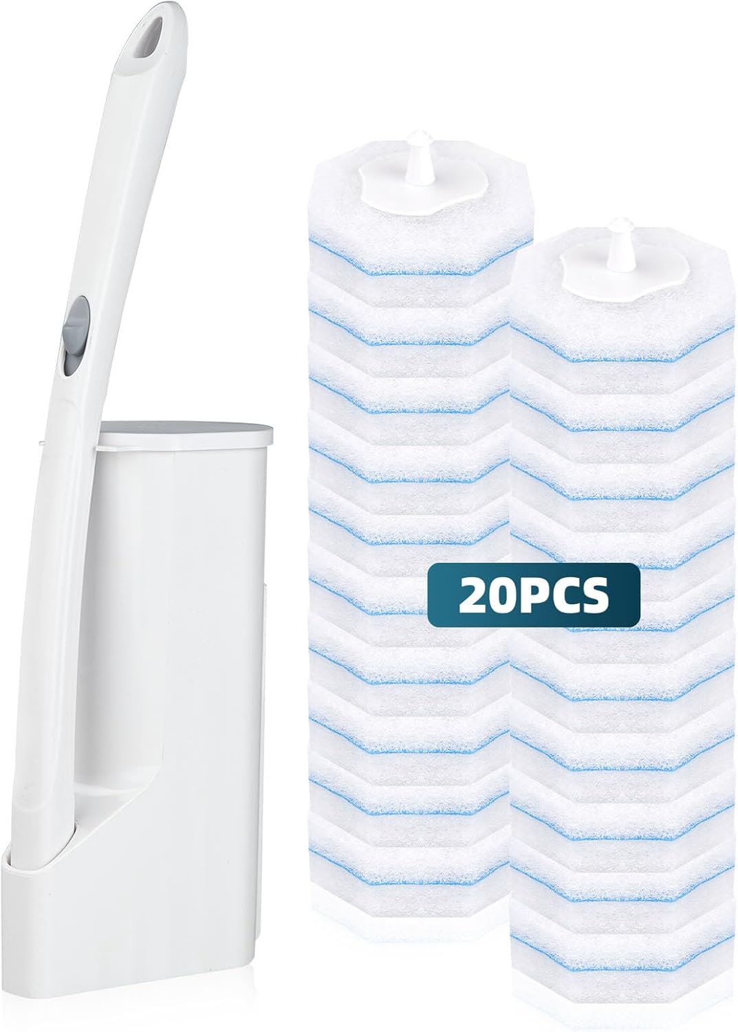 RLOW Disposable Toilet Brush Set with 20 Refills