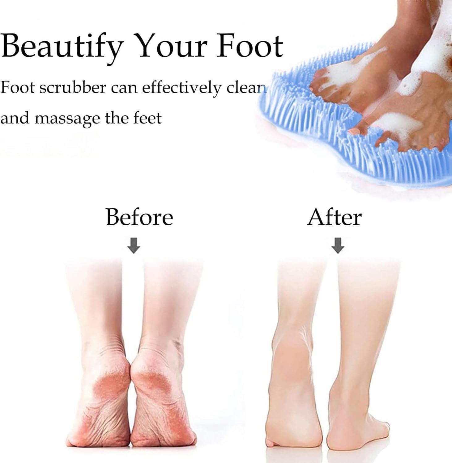 Gilusen Hands-Free Foot Scrubber Mat with Suction Cups Yellow