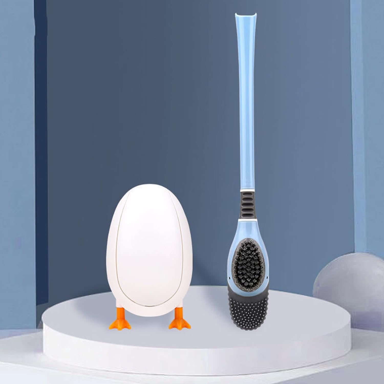 Toilet Brush 2 Pack with Ventilated Holder and Diving Duck Scrubber