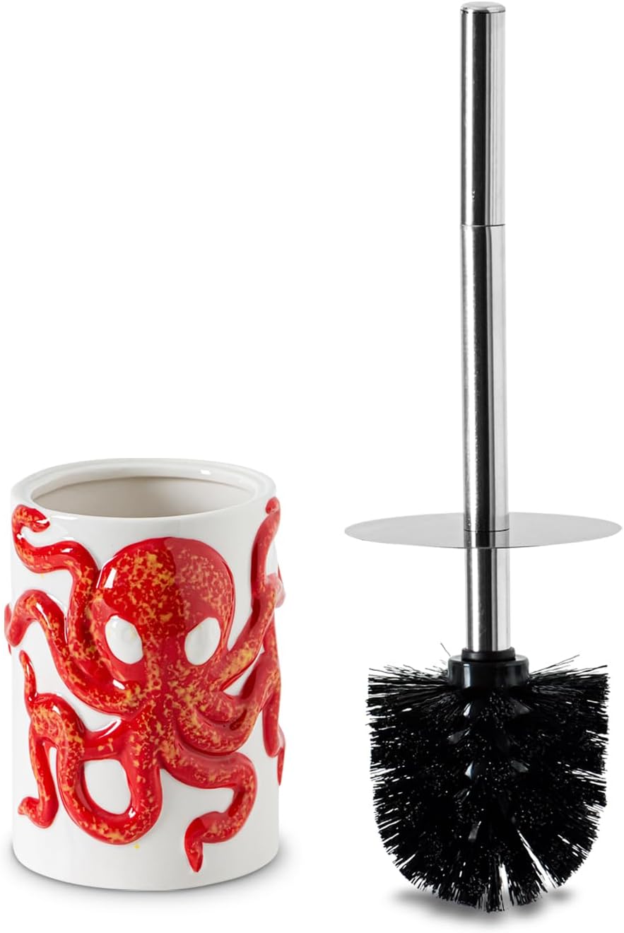 Octopus Toilet Brush Holder Set with Adjustable Handle 1