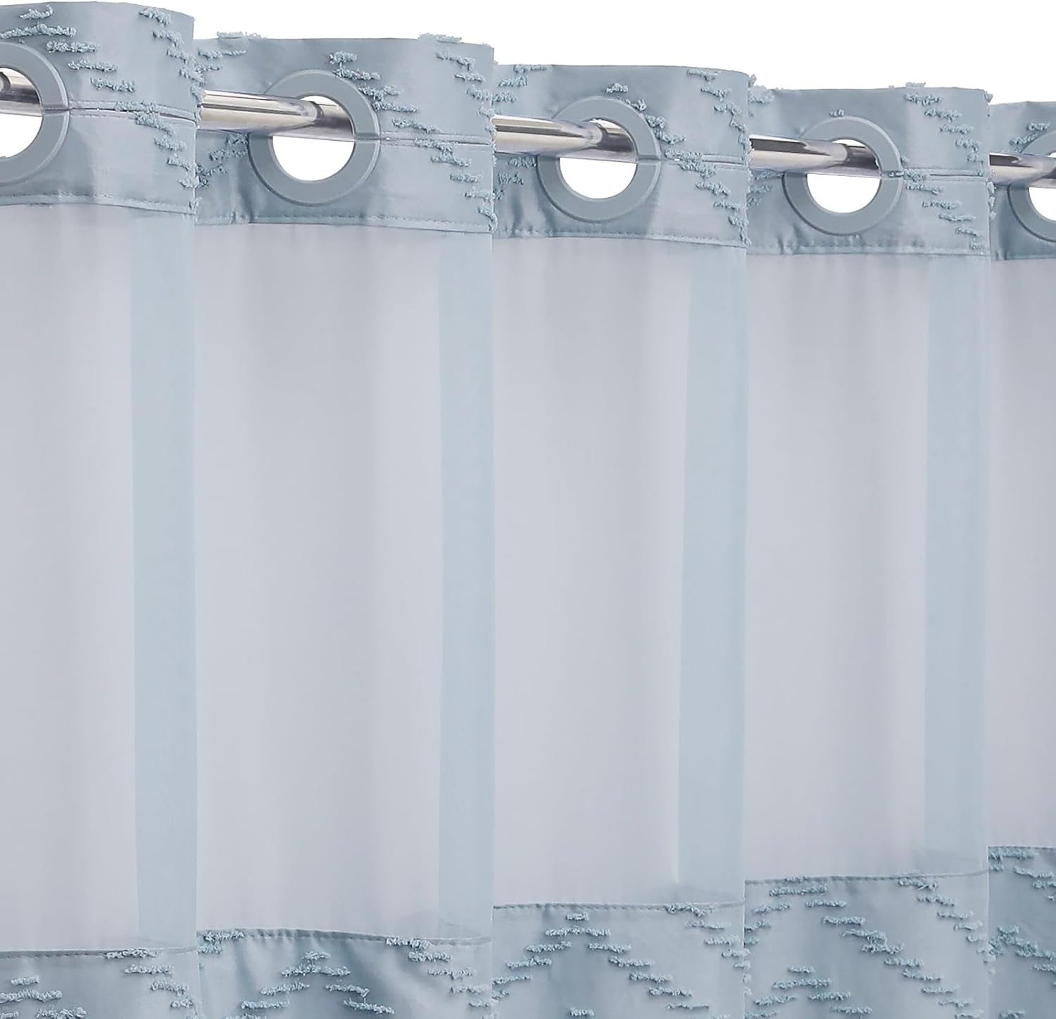 Boho Fog Blue Shower Curtain Set with Snap Liner