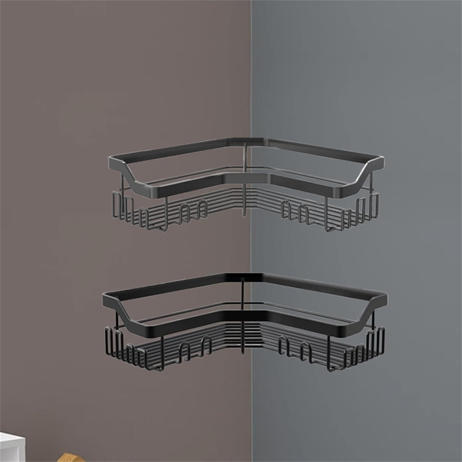 Corner Shower Caddy 2 Pcs No Drilling Black L