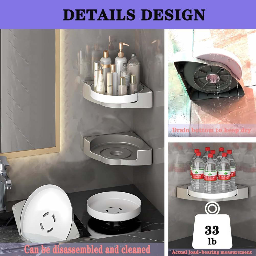 HaoAnKe Corner Shower Caddy Lazy Susan Organizer