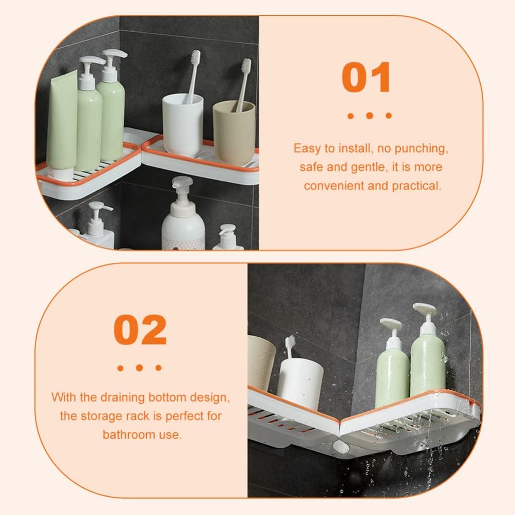 Beaupretty Shampoo Holder Organizer 2Pcs Wall Mount Shower Rack
