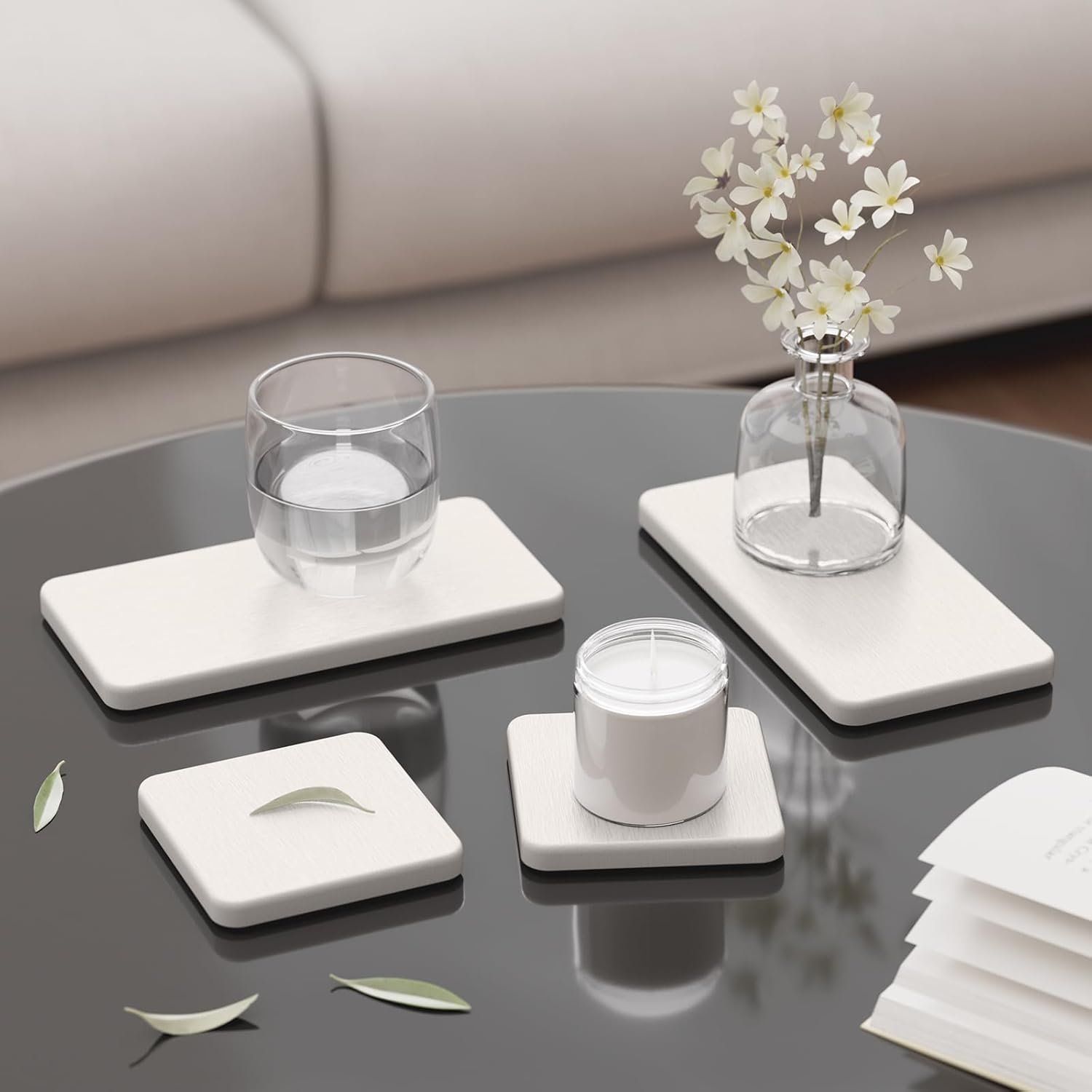 AmazerBath 4 Pack Stone Drying Trays for Bathroom Sink and Kitchen Counter