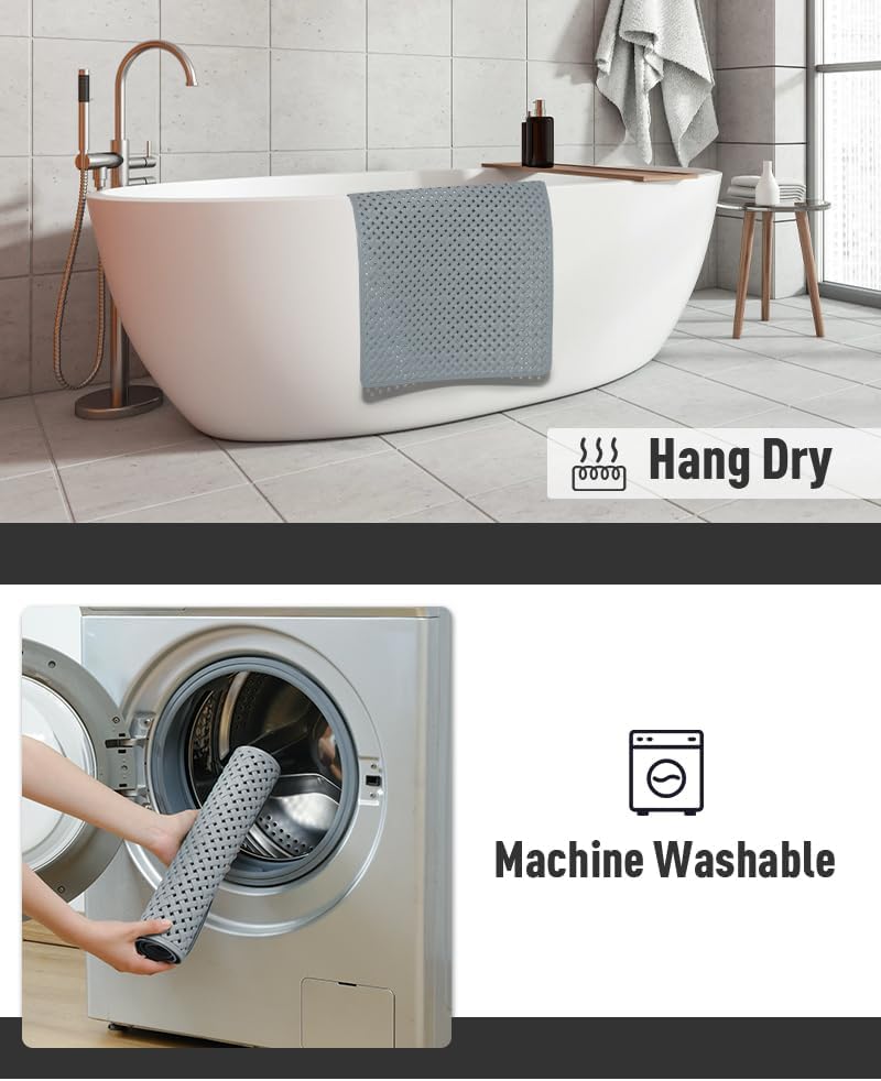 tchdio Non-Slip Bathtub Mat with Suction Cups and Drain Holes 1