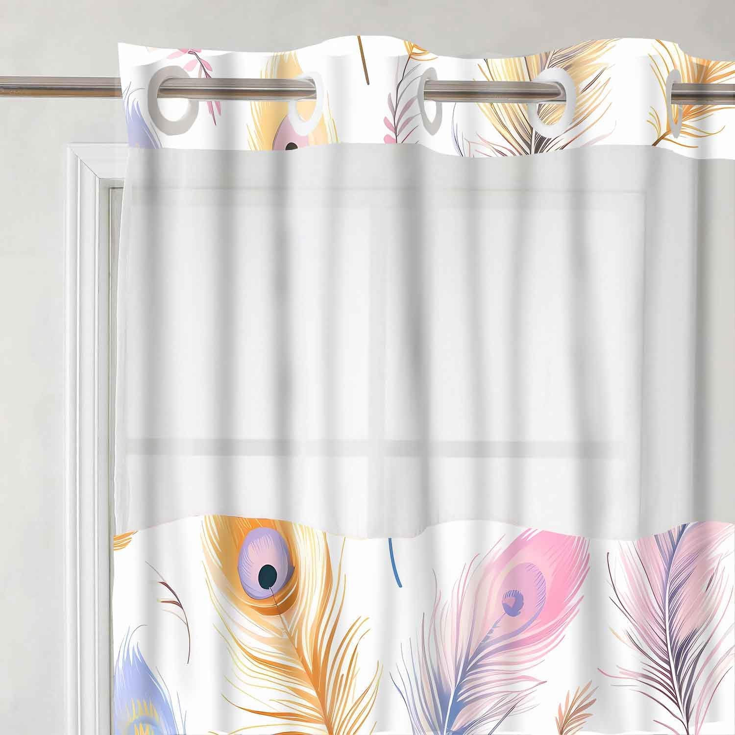 Gdmoon Colorful Peacock Feather Shower Curtain Set