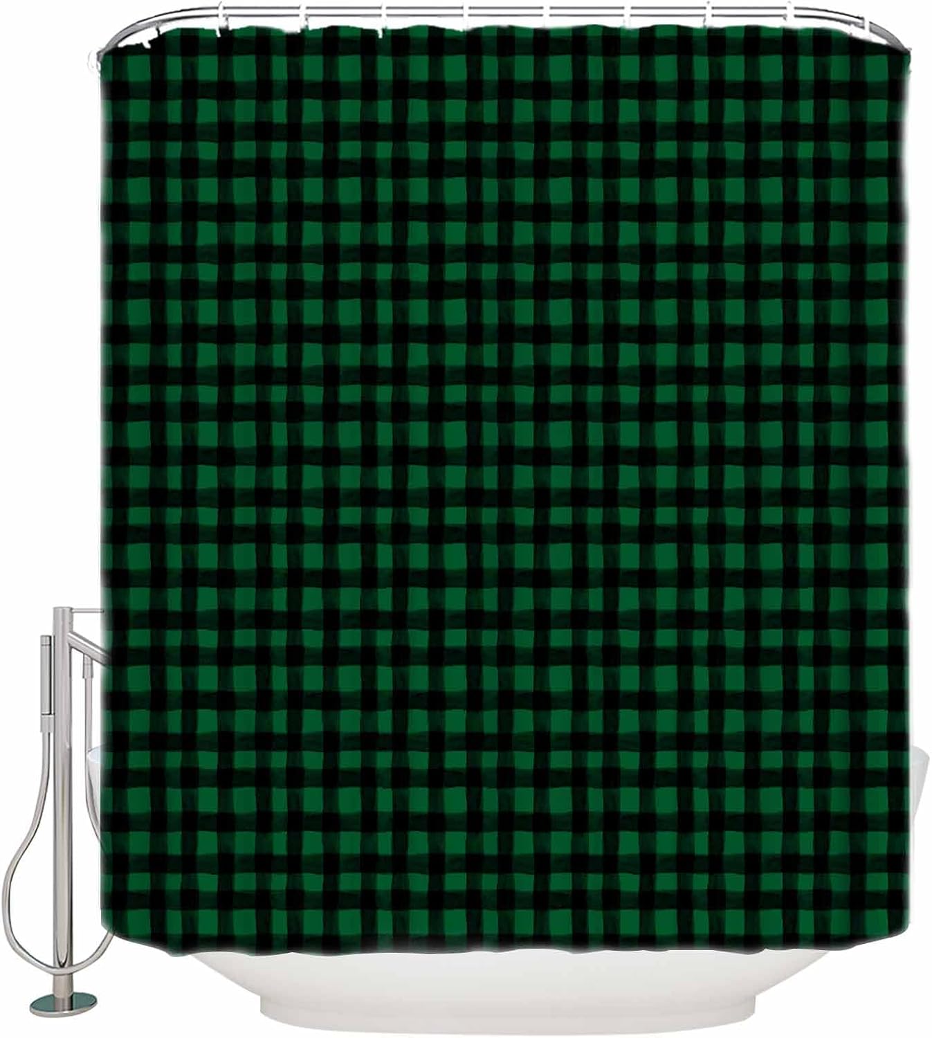 ZOE GARDEN Farmhouse Plaid St Patricks Day Shower Curtain Set