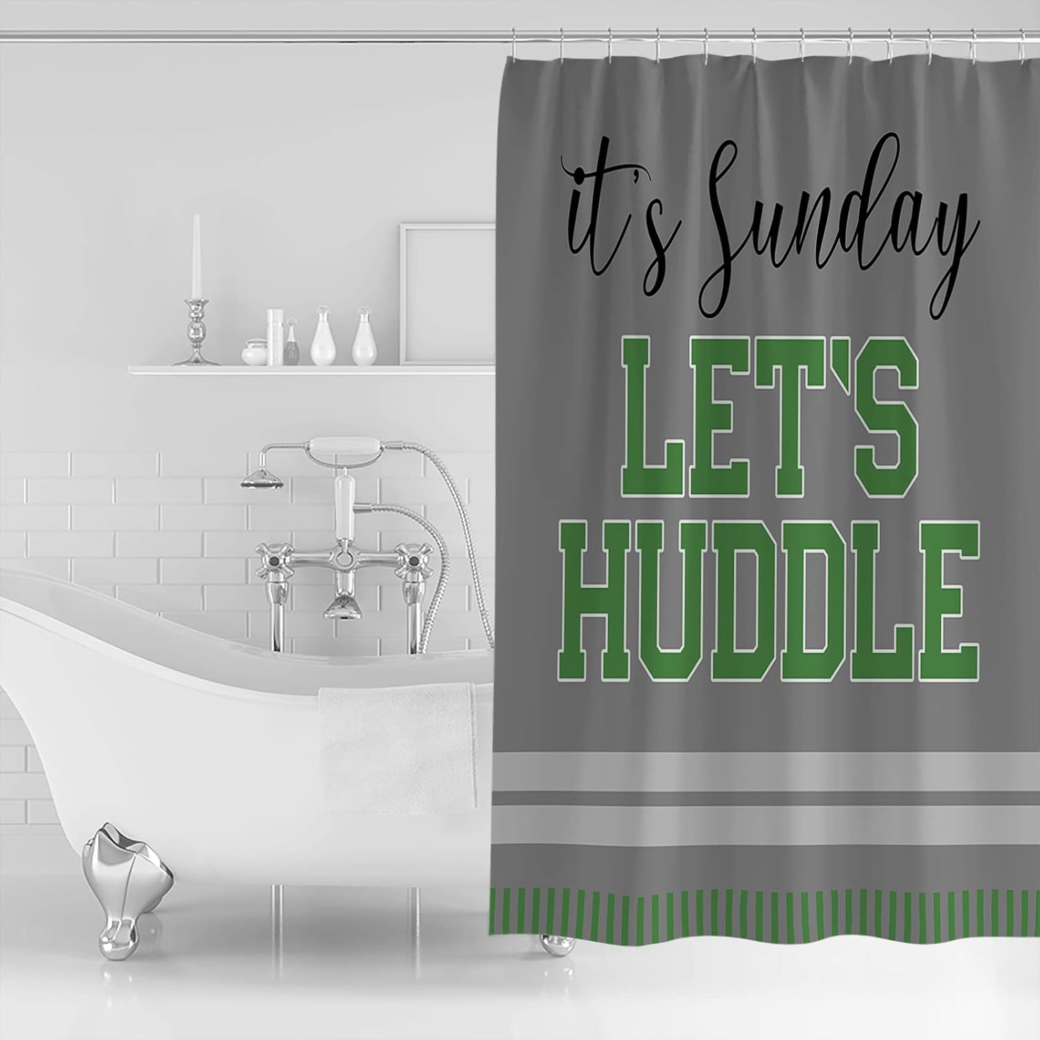 ZOE GARDEN Grey Football Shower Curtain Set with Hooks