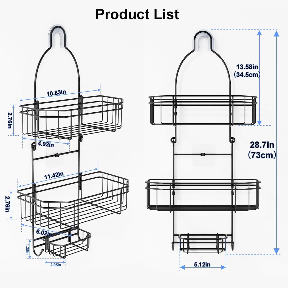LEEDA 3-Tier Hanging Shower Caddy with Soap Basket