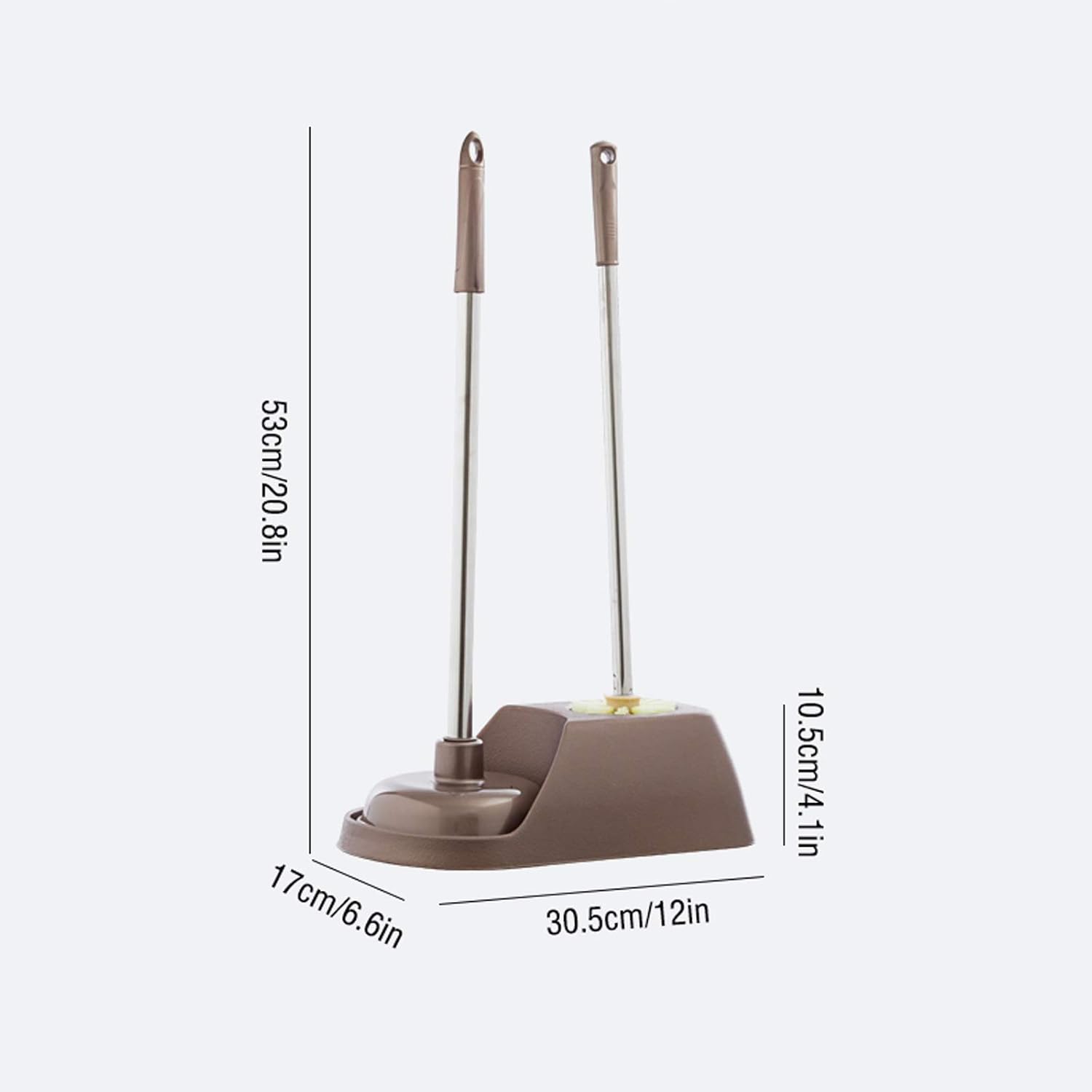 HEXEH Toilet Brush and Plunger Set with Holder GreyBrown