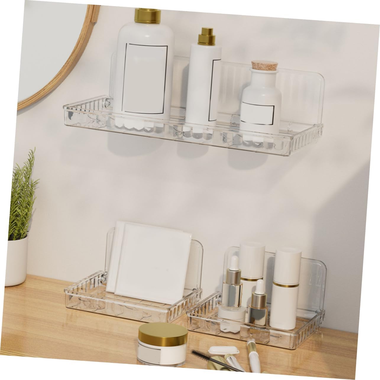 Zerodeko 2pcs Foldable Wall Towel Shelf No Drilling