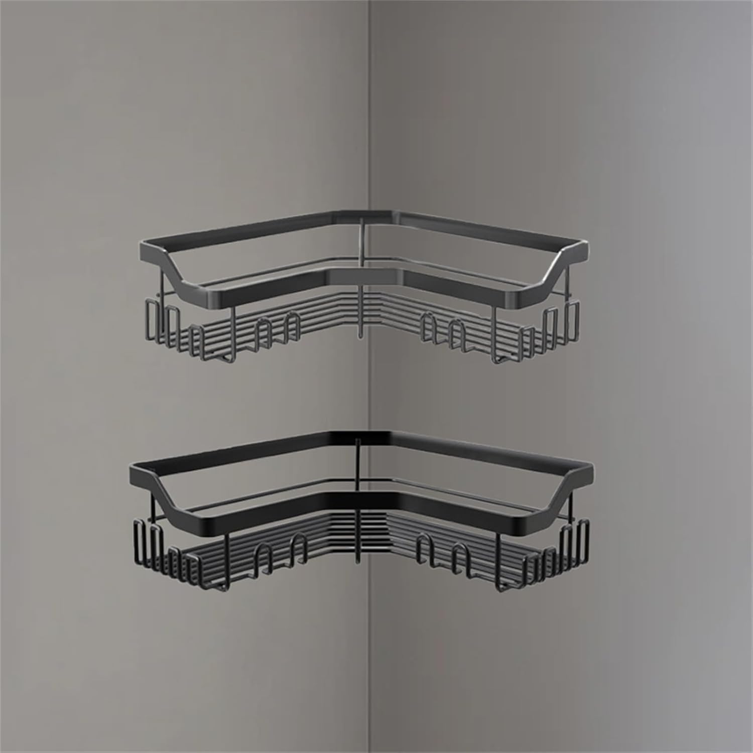 Corner Shower Caddy 2 Pcs No Drilling Black L
