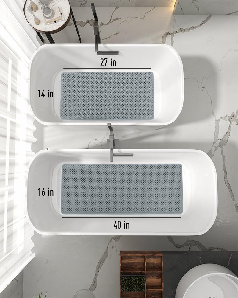 tchdio Non-Slip Bathtub Mat with Suction Cups and Drain Holes 1