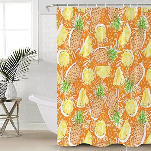 ZOE GARDEN Pineapple Bathroom Set with Curtain Rug and Hooks