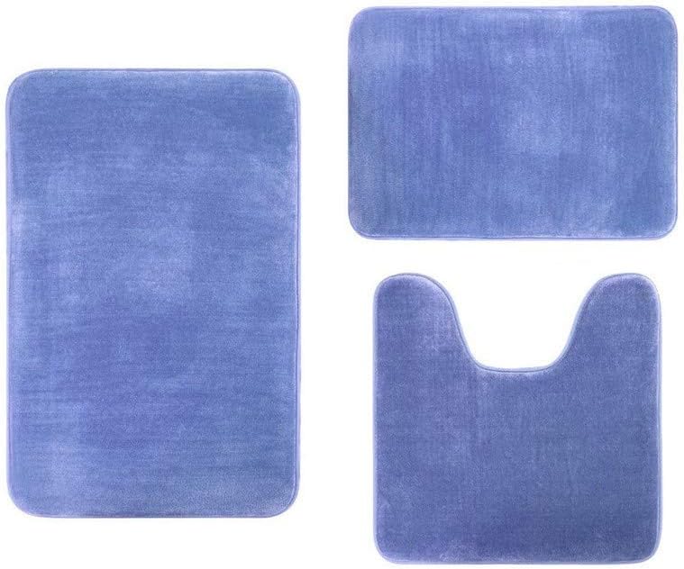Scceatti 3 Piece Bath Mat Set Non-Slip Velvet Rugs