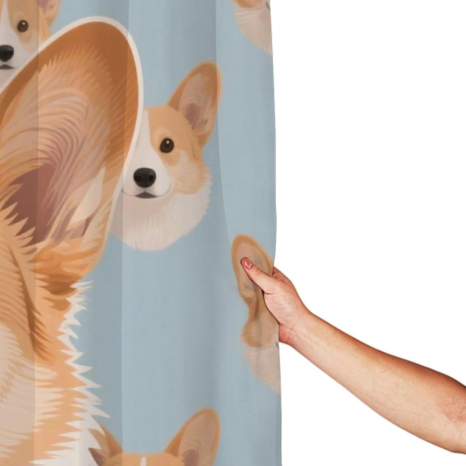 OXJOIIS Cute Funny Welsh Corgi Shower Curtain Set