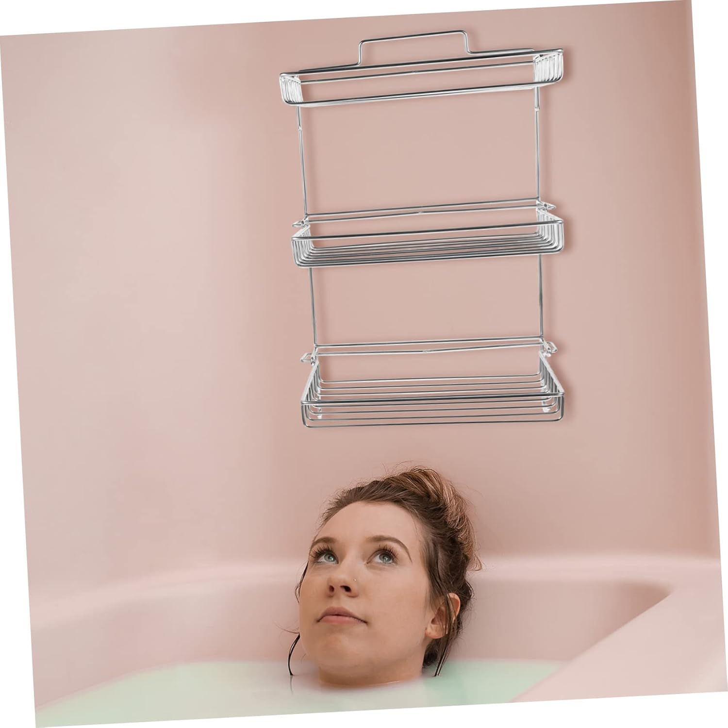 FONDOTIN Adhesive Shower Rack Stainless Steel Wall Shelf