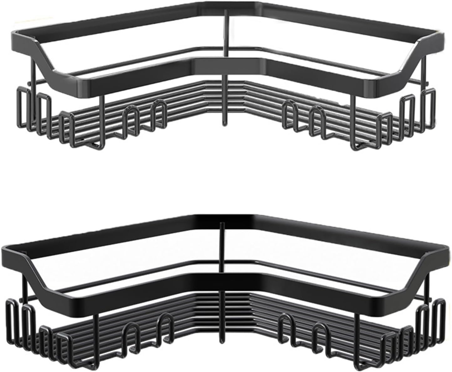 Corner Shower Caddy 2 Pcs No Drilling Black L