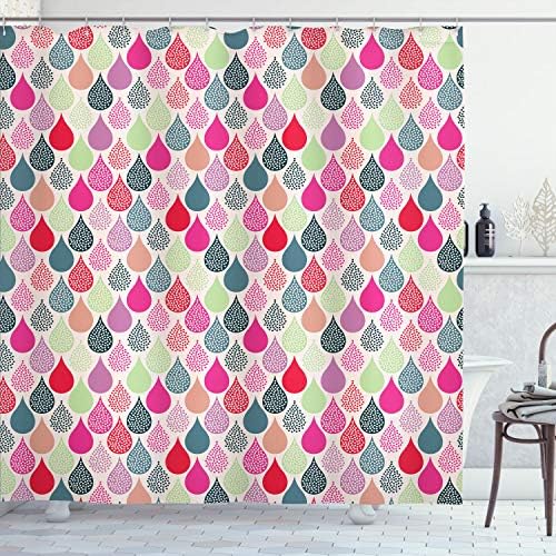 Ambesonne Geometric Shower Curtain with Hooks 84 Long Extra Red