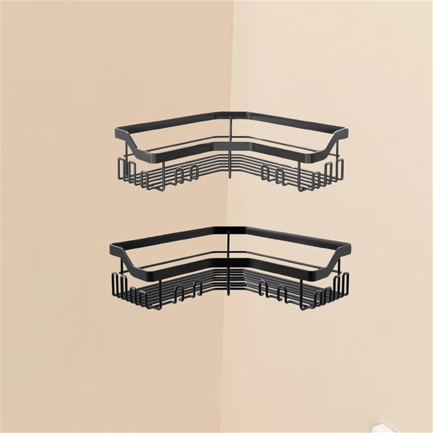 Corner Shower Caddy 2 Pcs No Drilling Black L