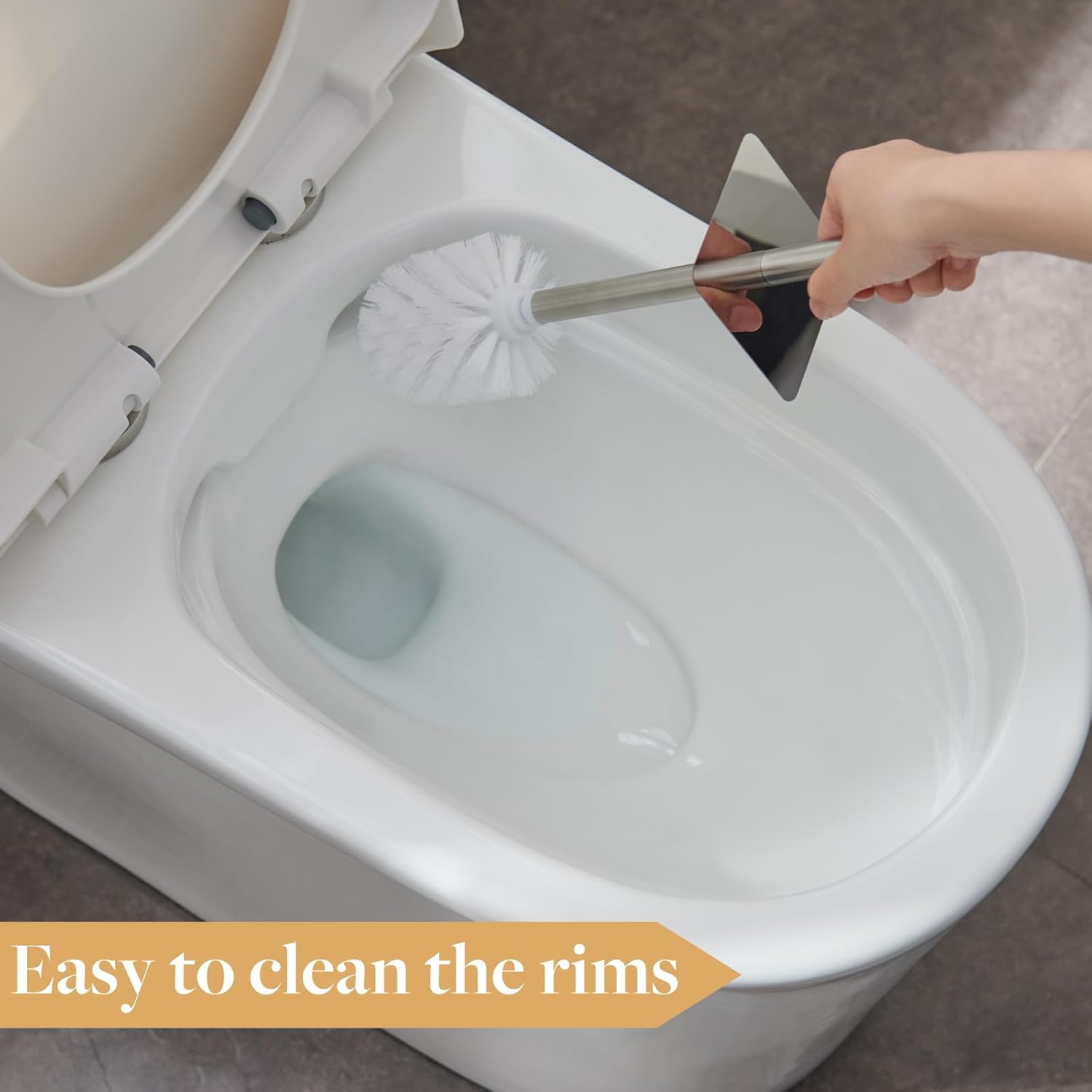 GOBAM Bamboo Toilet Brush with Holder for All Toilets