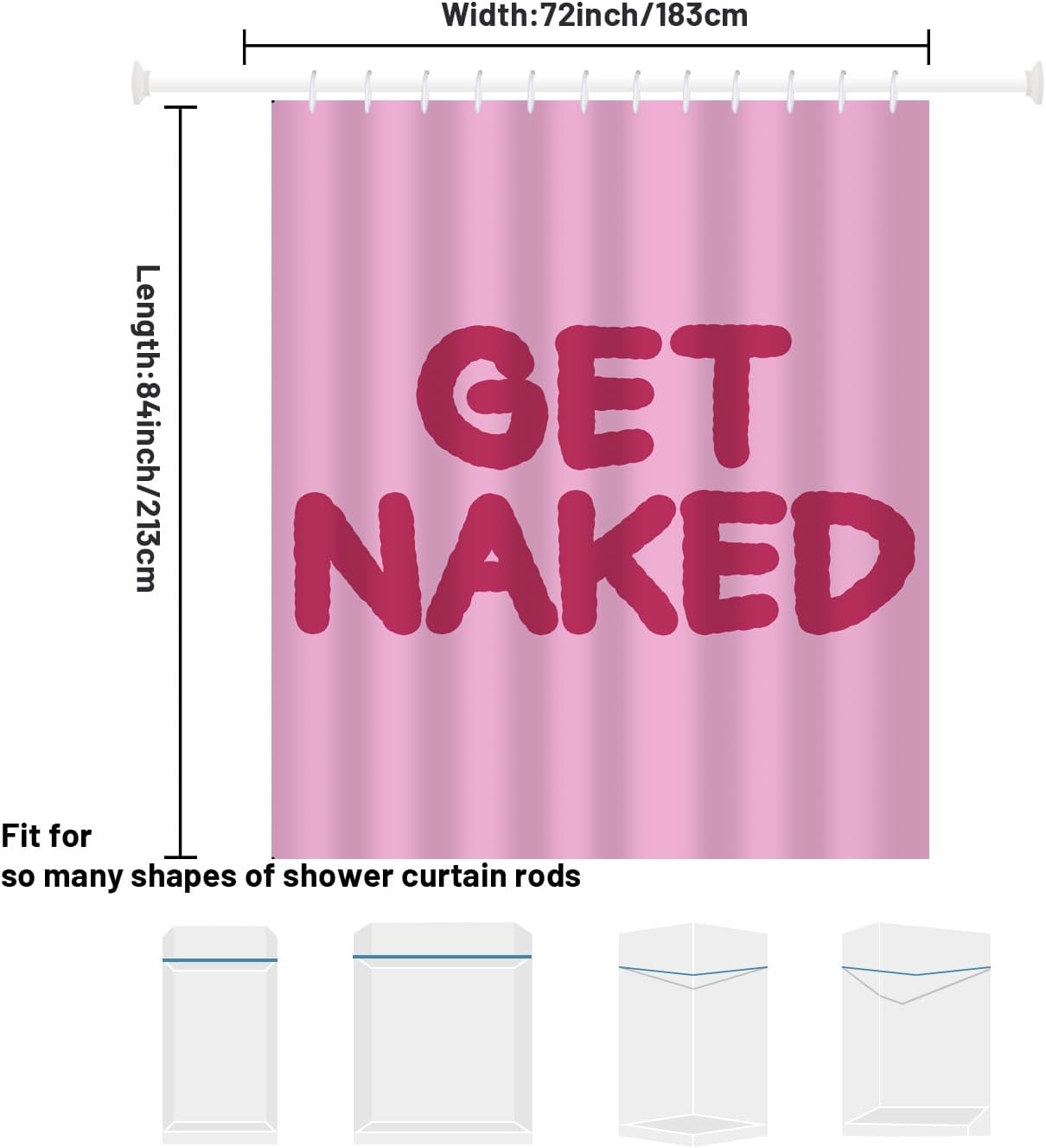 Hongma Pink Get Naked Shower Curtain 72x84 Inch 1