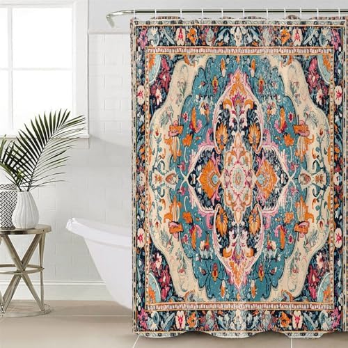 ZOE GARDEN Bohemian Flower Shower Curtain Set