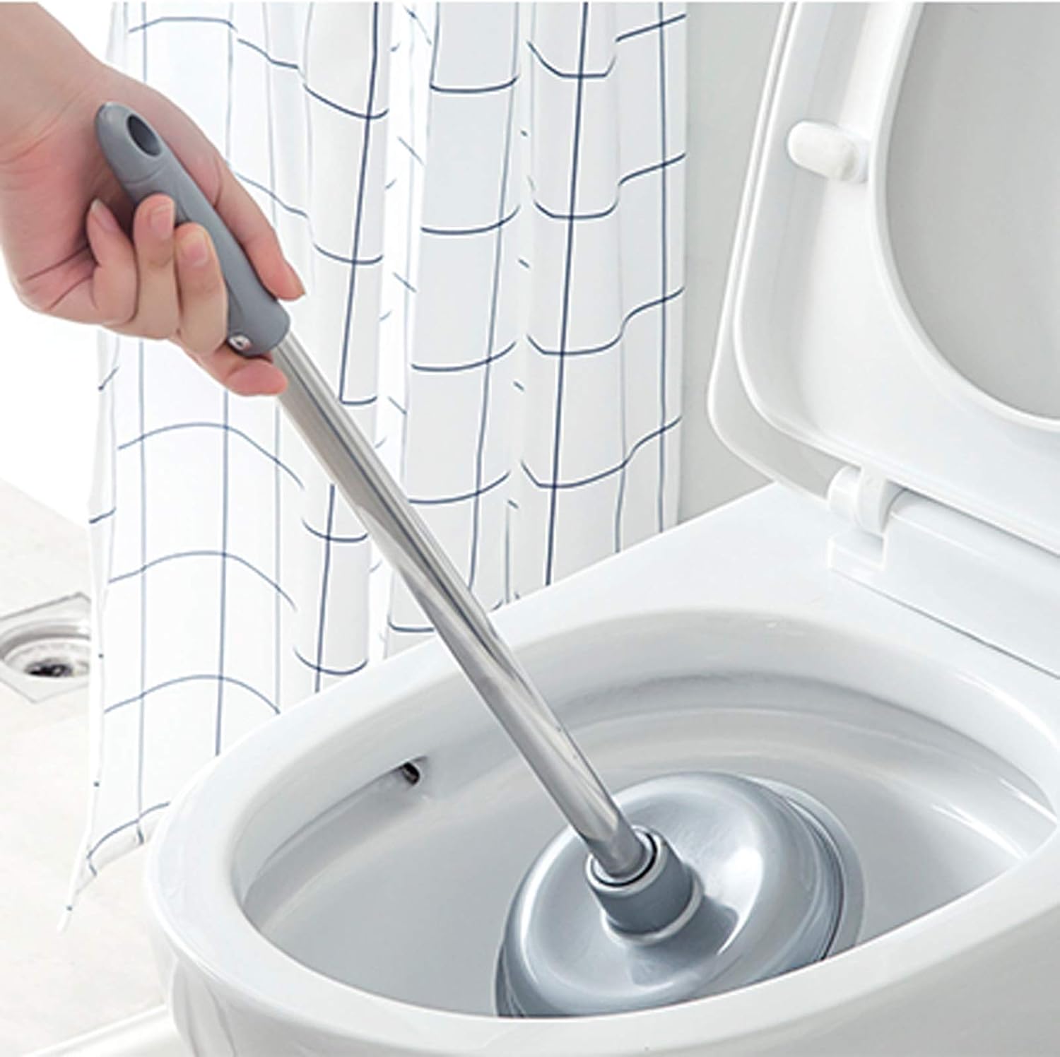 HEXEH Toilet Brush and Plunger Set with Holder GreyBrown