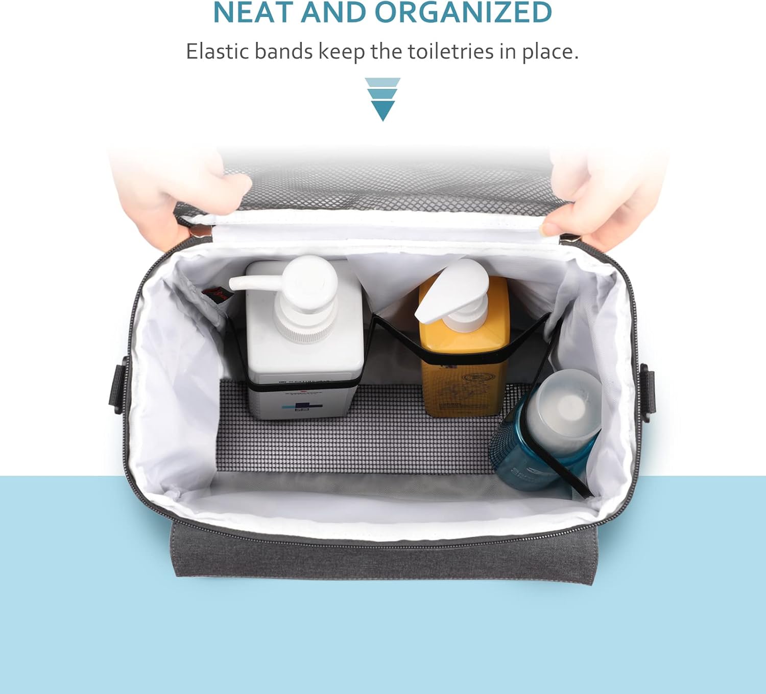 SKYREH Portable Shower Caddy Tote Bag with Shoes and Phone Compartment Gray