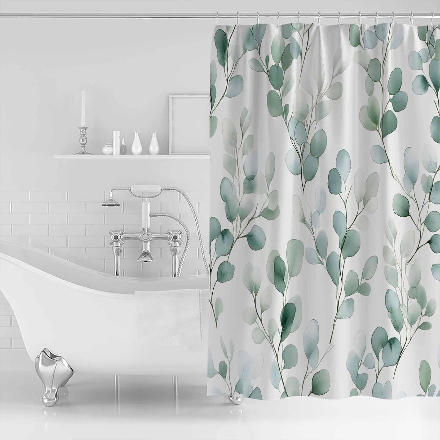ZOE GARDEN Eucalyptus Shower Curtain Set 72x72