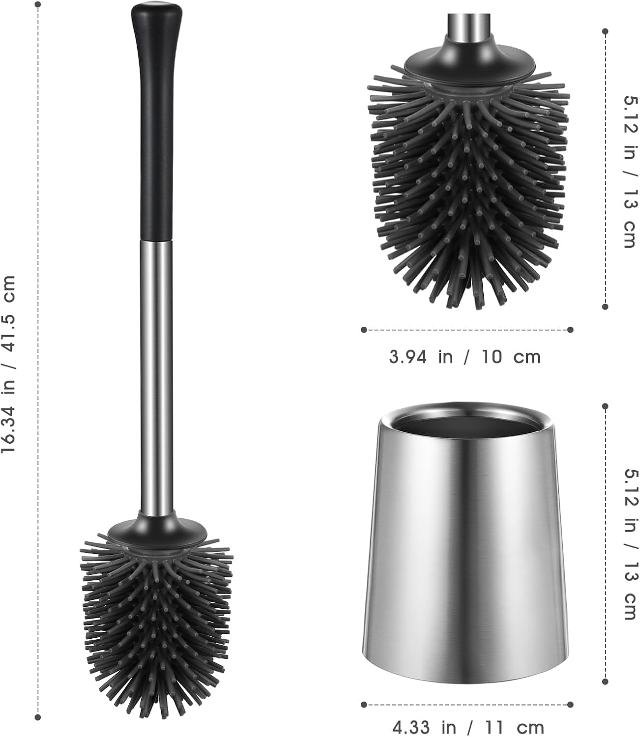 HAMITOR 2Pack Toilet Brush Holder Set - Silicone Stainless Steel