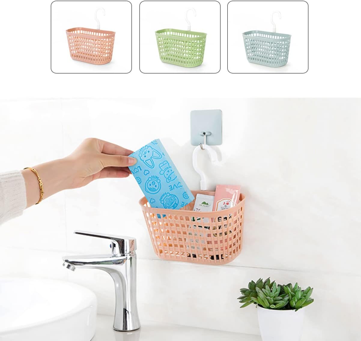 Zerodeko Shower Storage Basket with Rotatable Hook