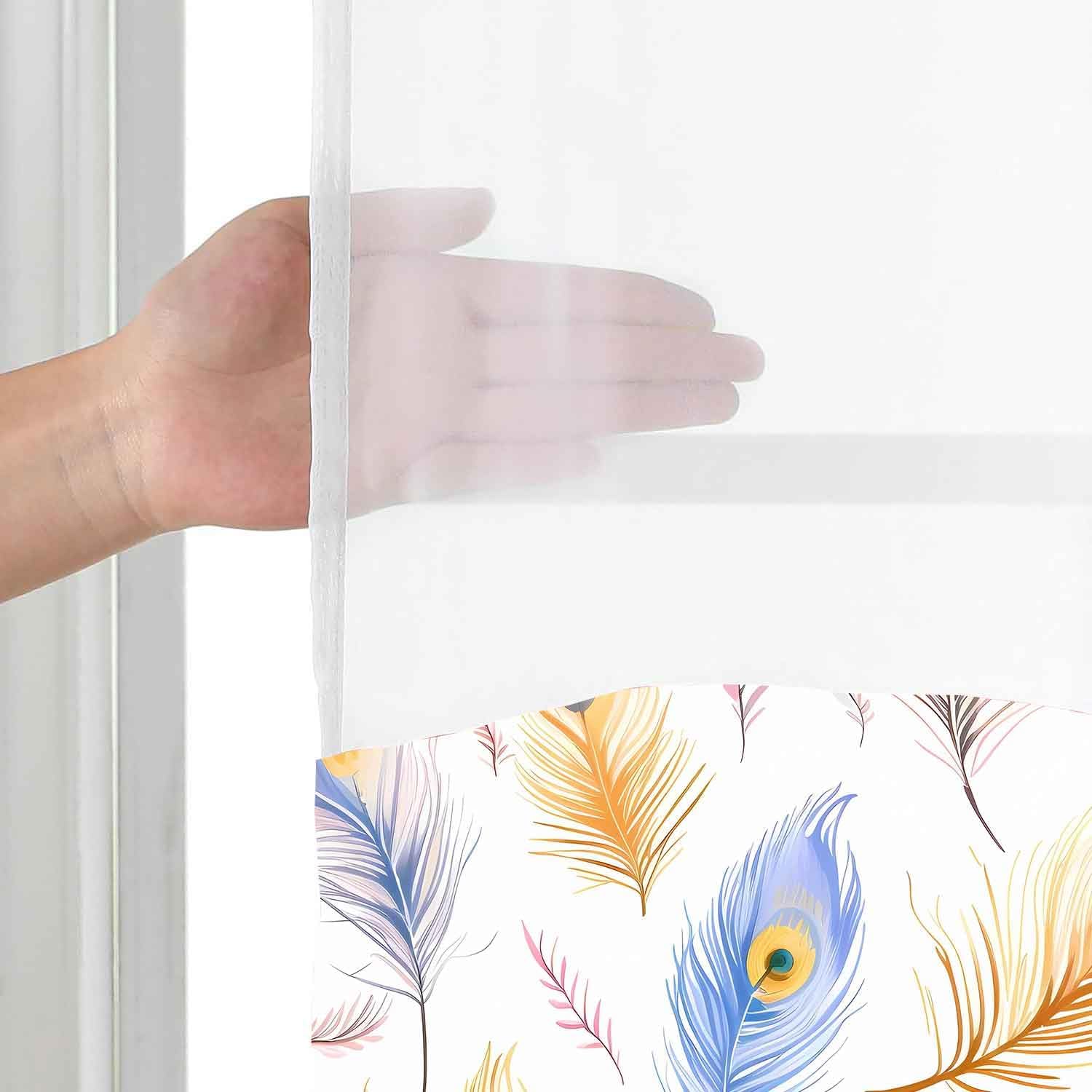 Gdmoon Colorful Peacock Feather Shower Curtain Set