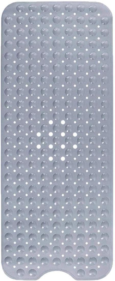 Bathmats Extra Long Non Slip PVC Shower Mat with Suction Cups 40x100cm Grey